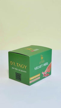 Unboxing video of Dr. Tagy Velvet Heel Foot Care Cream showing the product packaging, ingredients list, and usage instructions in detail.